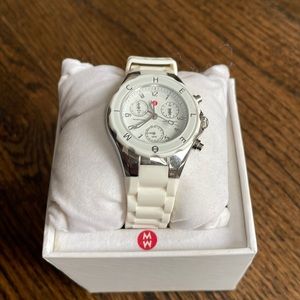 Michele Chronograph White Rubber Strap Watch